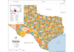Texas County Map  - Digital File
