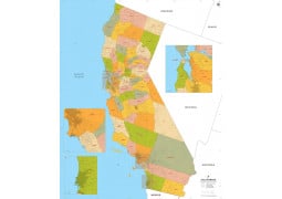 California Zip Code Map With Counties - Digital File