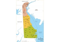 Delaware Zip Code Map With Counties - Digital File