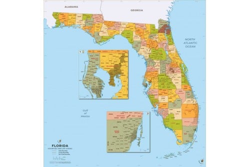 Florida Zip Code Map With Counties