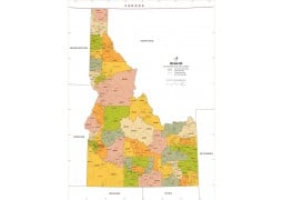 Idaho Zip Code Map With Counties - Digital File
