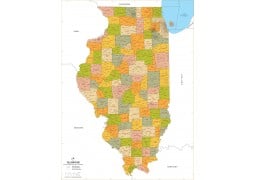 Illinois Zip Code Map With Counties - Digital File