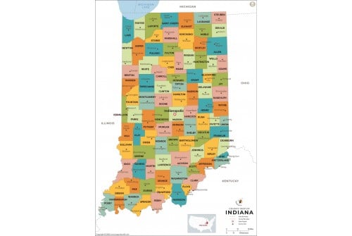 Indiana County Wall Map