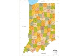 Indiana Zip Code Map With Counties - Digital File