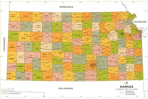 Kansas Zip Code Map With Counties