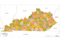 Kentucky Zip Code Map With Counties - Digital File