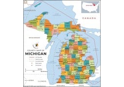 Michigan County Map - Digital File