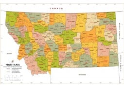 Montana Zip Code Map With Counties - Digital File