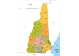 New Hampshire Zip Code Map With Counties - Digital File