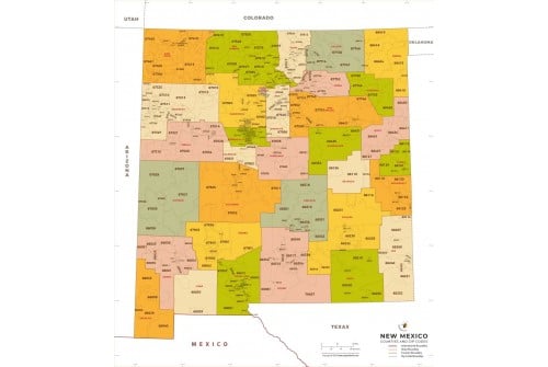 New Mexico Zip Code Map With Counties