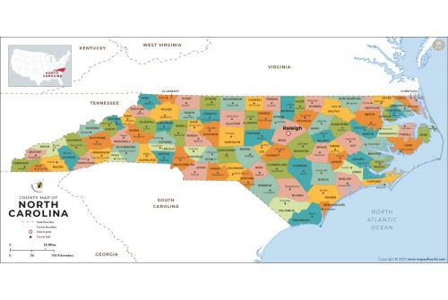 North Carolina County Map 