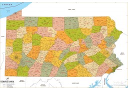 Pennsylvania Zip Code Map With Counties - Digital File