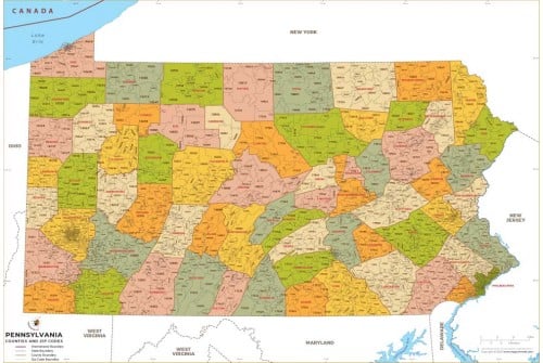 Pennsylvania Zip Code Map With Counties