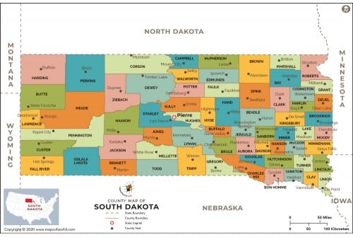 South Dakota County Map