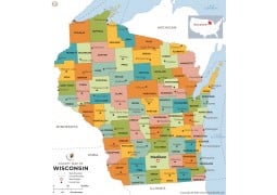 Wisconsin County Map  - Digital File