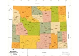 Wyoming Zip Code Map With Counties - Digital File