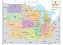 US Time Zone Map - Laminated (36 W x 23.6 H)