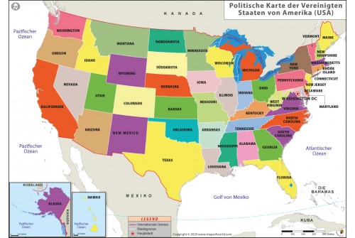 Politische Landkarte der USA (Political Map of the United States)