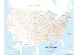 USA County Names Map - Digital File