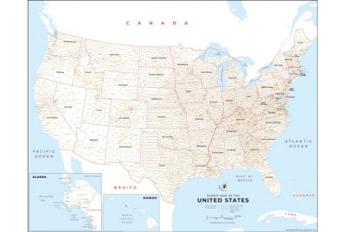USA County Names Map