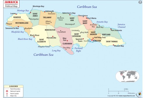 Jamaica Political Map 