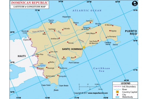Dominican Republic Latitude and Longitude Map