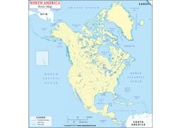 North America Rivers and Lakes Map - Digital File