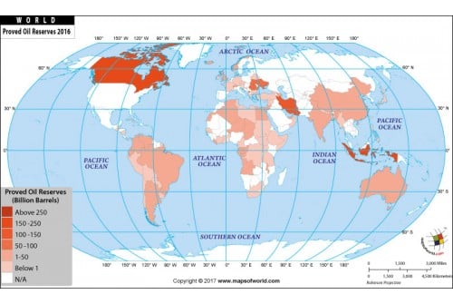 Map of Proven Oil Reserves in the World