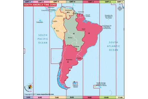 South America Time Zone Map