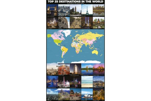 World Top 25 Destinations Map Poster