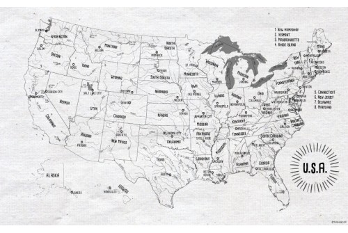 USA Hand Drawn Map Poster