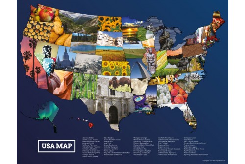 USA Photos Map Poster