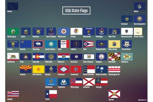 USA State Flags Map