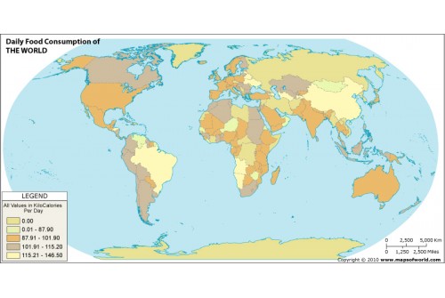 Map of Daily Food Consumption of the World
