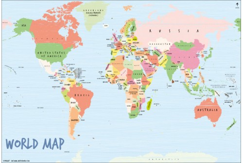 World Map Art-Scribble Poster