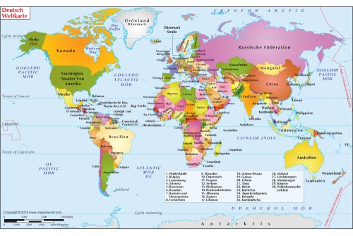 Large World Political Deutsch Map