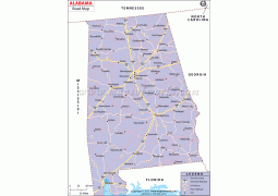 Alabama Road Map (USA)