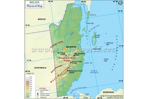 Belize Physical Map