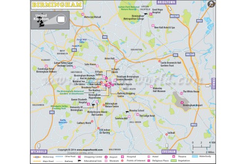 Birmingham City Map, UK