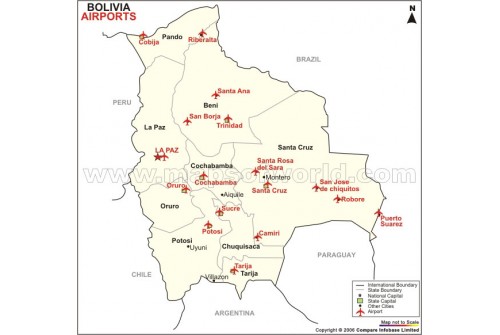 Bolivia Airports Map