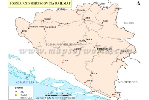 Bosnia Rail Map