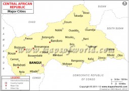 Central African Republic Cities Map - Digital File