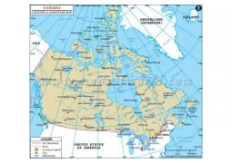 Canada Latitude and Longitude Map - Digital File