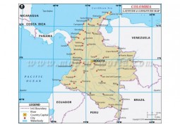 Colombia Latitude and Longitude Map - Digital File
