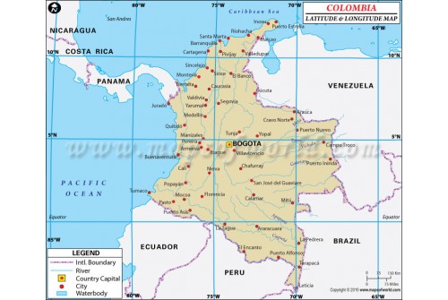 Colombia Latitude and Longitude Map