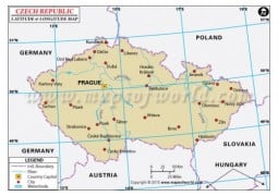 Czech Republic Latitude and Longitude Map - Digital File