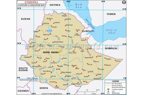 Ethiopia Latitude and Longitude Map