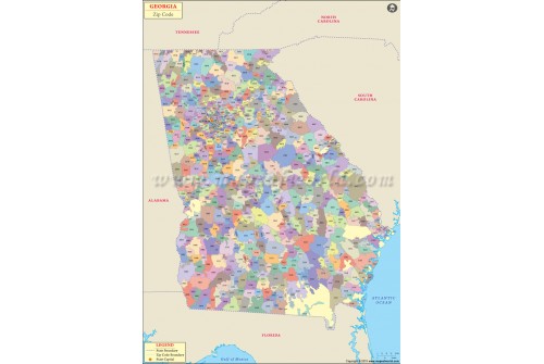 Georgia (USA) Zip Code Map