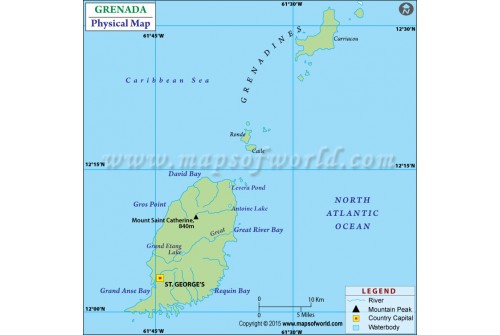 Grenada Physical Map