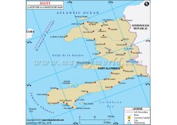 Haiti Latitude and Longitude Map - Digital File